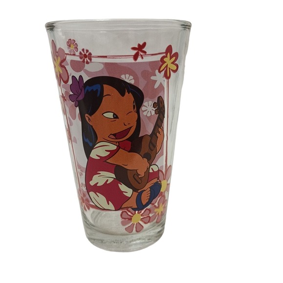 2 Disney Lilo & Stitch Drinking Glasses 16 oz PINK BLUE GIRLS BOYS Glasswear Set - Picture 2 of 7